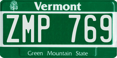 VT license plate ZMP769