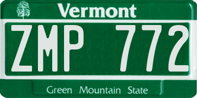VT license plate ZMP772