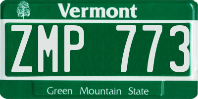 VT license plate ZMP773