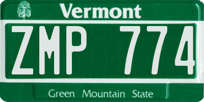 VT license plate ZMP774