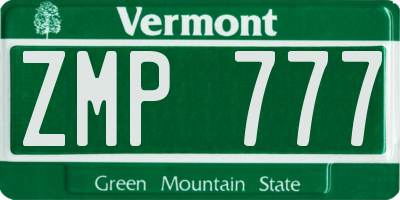 VT license plate ZMP777