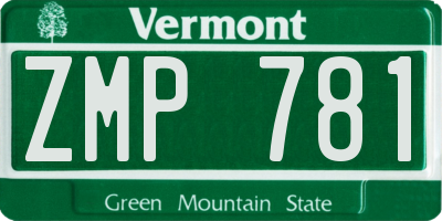 VT license plate ZMP781