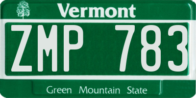 VT license plate ZMP783