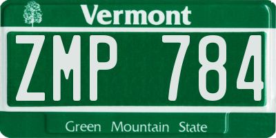 VT license plate ZMP784