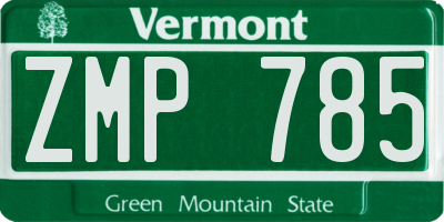 VT license plate ZMP785