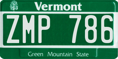 VT license plate ZMP786