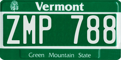 VT license plate ZMP788