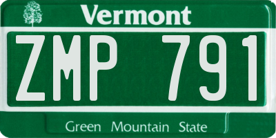 VT license plate ZMP791