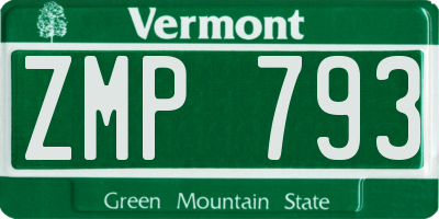 VT license plate ZMP793