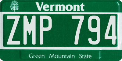 VT license plate ZMP794