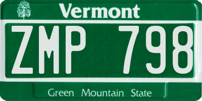 VT license plate ZMP798