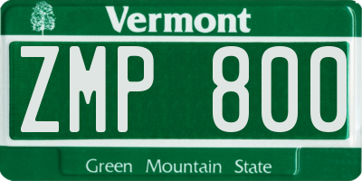 VT license plate ZMP800