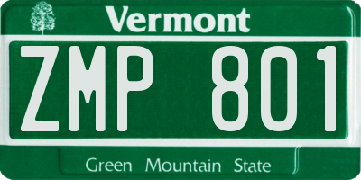 VT license plate ZMP801