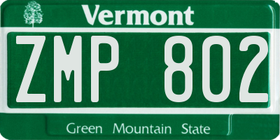 VT license plate ZMP802