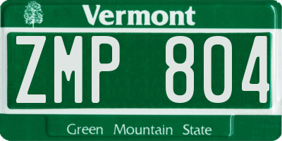 VT license plate ZMP804