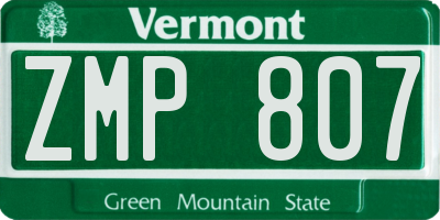 VT license plate ZMP807