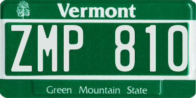 VT license plate ZMP810
