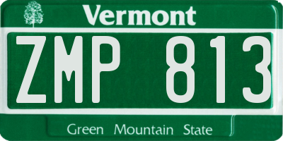 VT license plate ZMP813