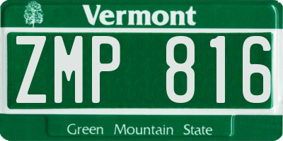 VT license plate ZMP816