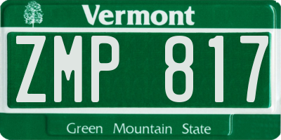 VT license plate ZMP817
