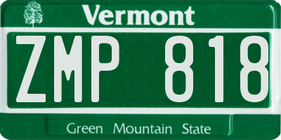 VT license plate ZMP818
