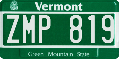 VT license plate ZMP819