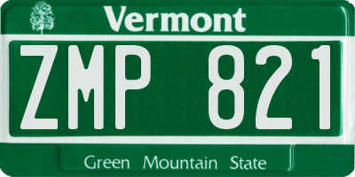VT license plate ZMP821