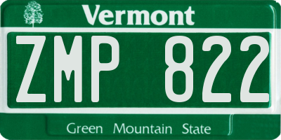 VT license plate ZMP822