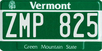 VT license plate ZMP825