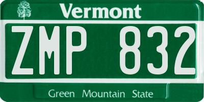 VT license plate ZMP832