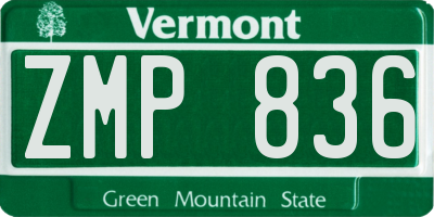 VT license plate ZMP836