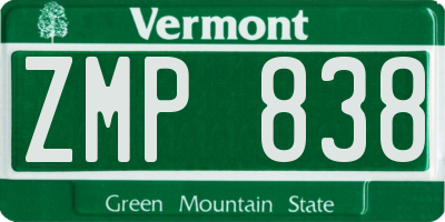 VT license plate ZMP838