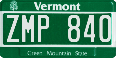 VT license plate ZMP840
