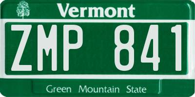 VT license plate ZMP841