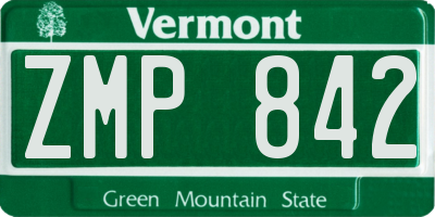 VT license plate ZMP842