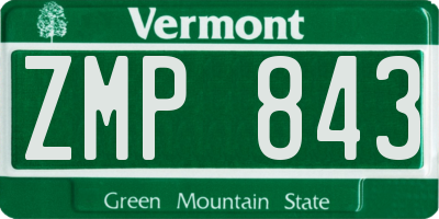 VT license plate ZMP843