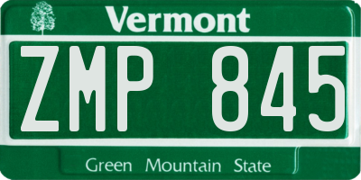 VT license plate ZMP845