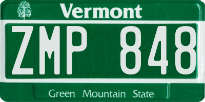 VT license plate ZMP848