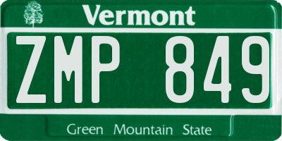VT license plate ZMP849