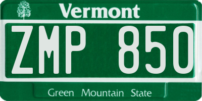 VT license plate ZMP850
