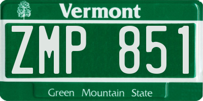 VT license plate ZMP851