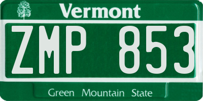VT license plate ZMP853