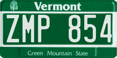 VT license plate ZMP854
