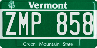 VT license plate ZMP858