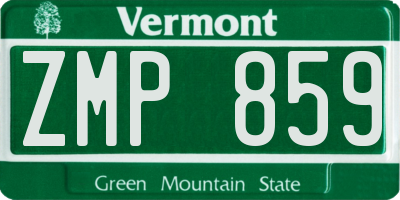VT license plate ZMP859