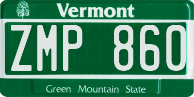 VT license plate ZMP860
