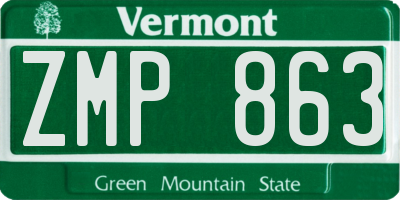 VT license plate ZMP863