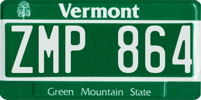 VT license plate ZMP864