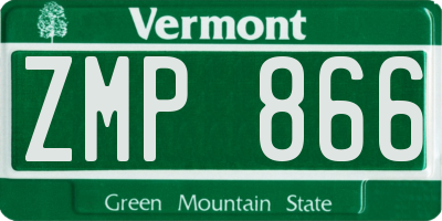 VT license plate ZMP866