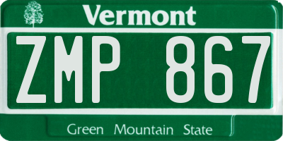 VT license plate ZMP867